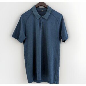 Lululemon Metal Vent Tech Polo Shirt Mens L Performance Short Sleeve Cobalt Blue